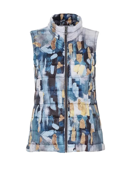 Clearance Items Dolcezza Paint Stroke Padded Gilet, Blue Multi