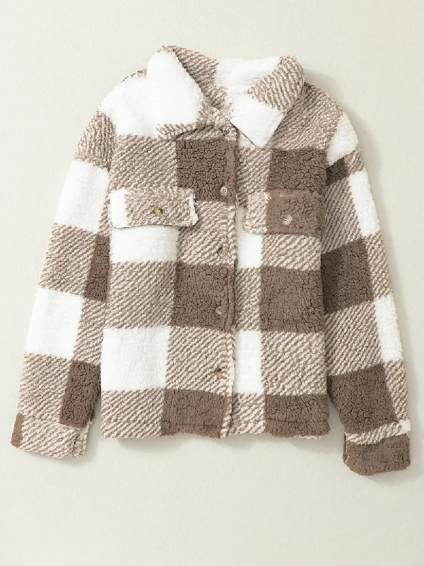 Take Advantage Checkered Plush Fleece Jacket