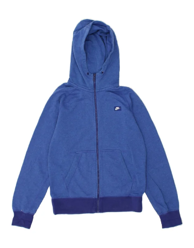 Can't Miss NIKE Womens Zip Hoodie Sweater UK 10 Small Blue Cotton