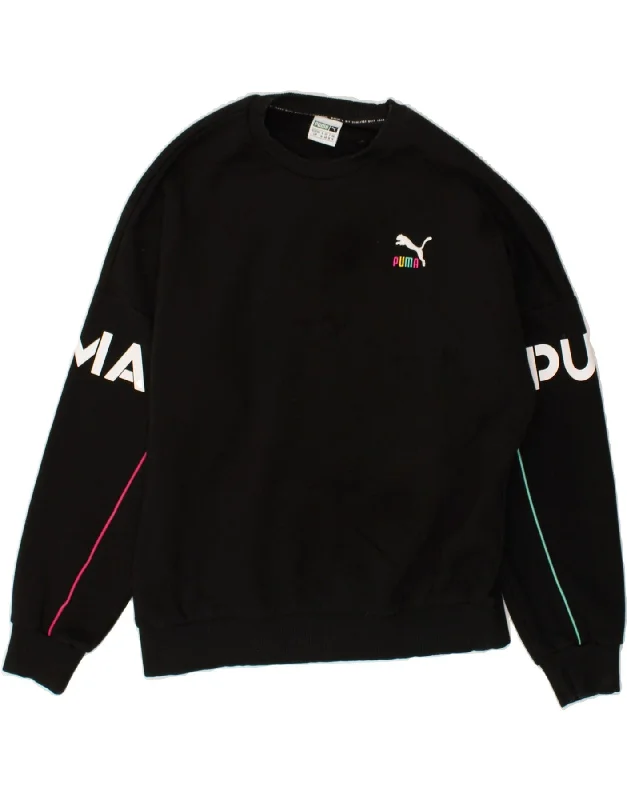 Price Rollback PUMA Womens Graphic Sweatshirt Jumper UK 10 Small Black Cotton