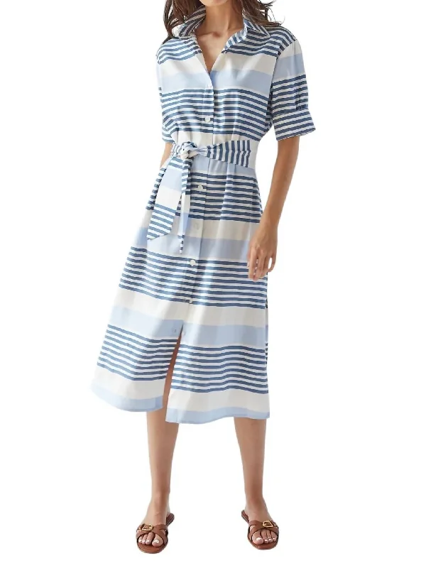 The Best Prices Randi Long Shirtdress In Blue Stripe