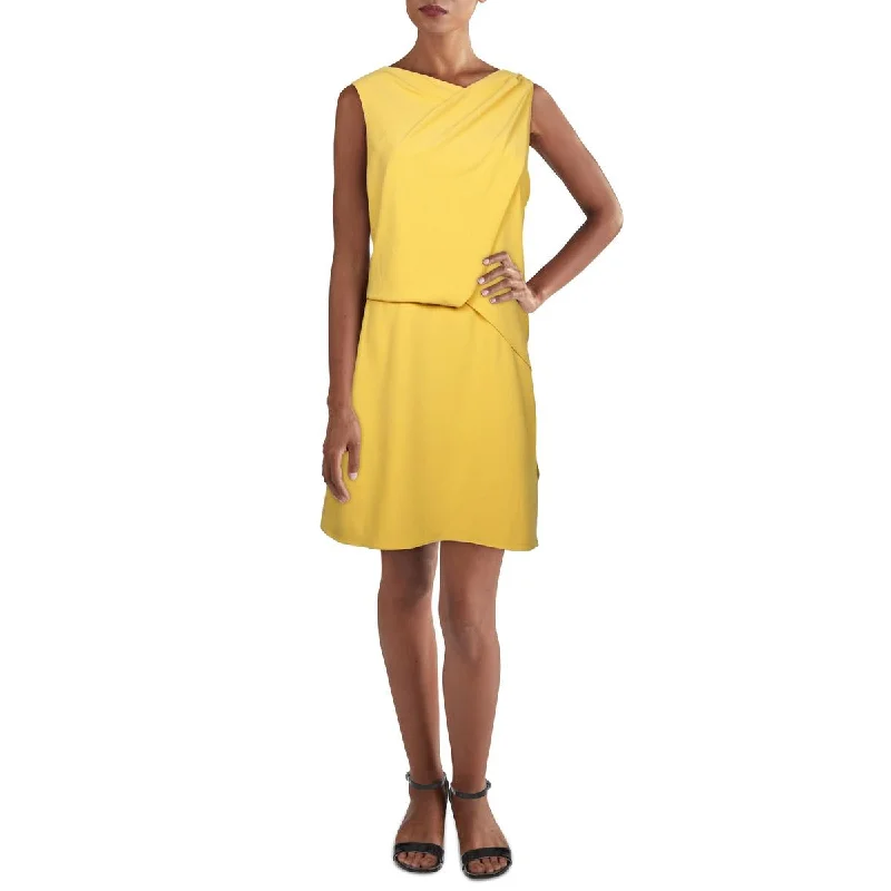 Steals and Deals Womens Asymmetrical Drapey Mini Dress