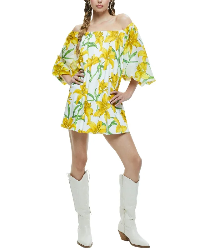 Super Deal alice + olivia Artemis Off-The-Shoulder Blouson Mini Dress