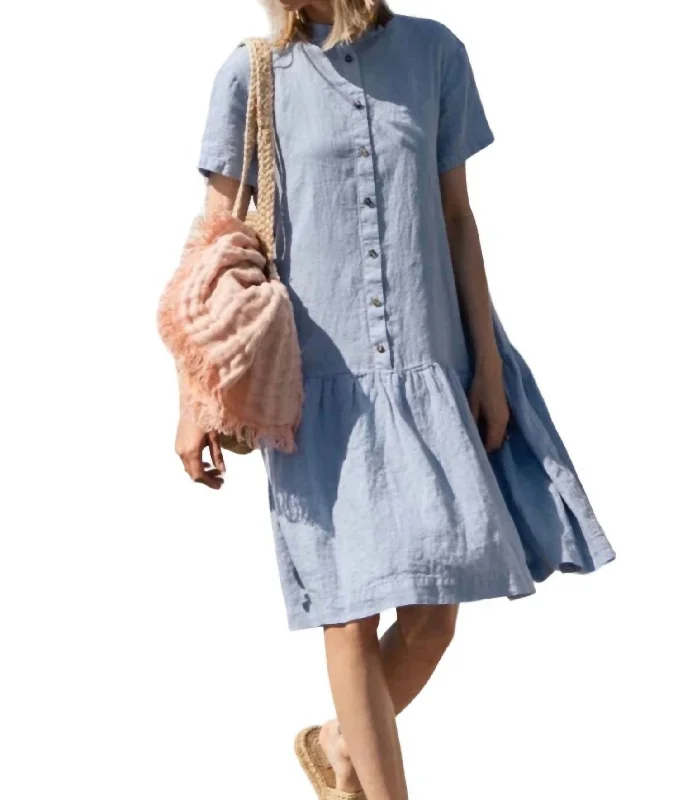 Deal Dash Linen Sundress In Light Blue