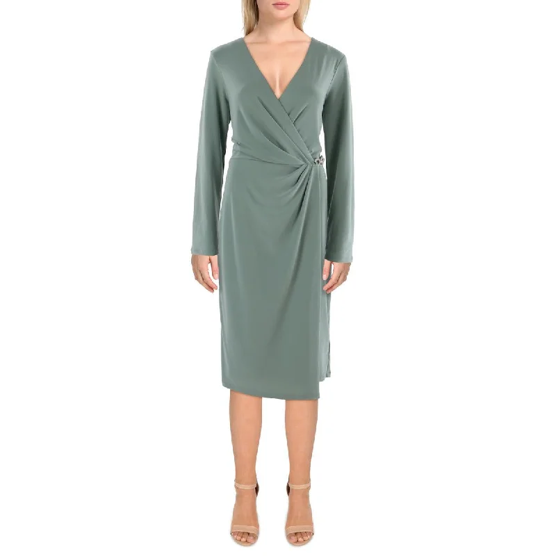 Unbeatable Prices Womens Pleated Midi Wrap Dress