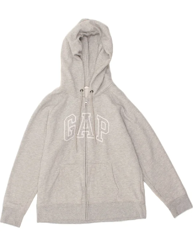Price Cut GAP Womens Zip Hoodie Sweater UK 16 Large Grey Cotton