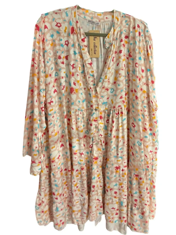 Limited Time Discount Summertime Fun Tiered Leopard Dress In Pink