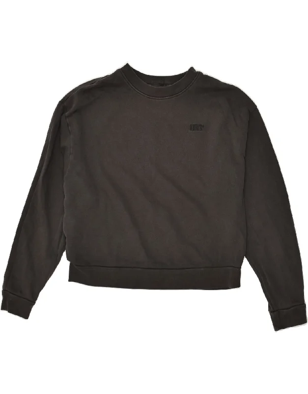 Midnight Sale LEVI'S Womens Crop Sweatshirt Jumper UK 6 XS Black Cotton