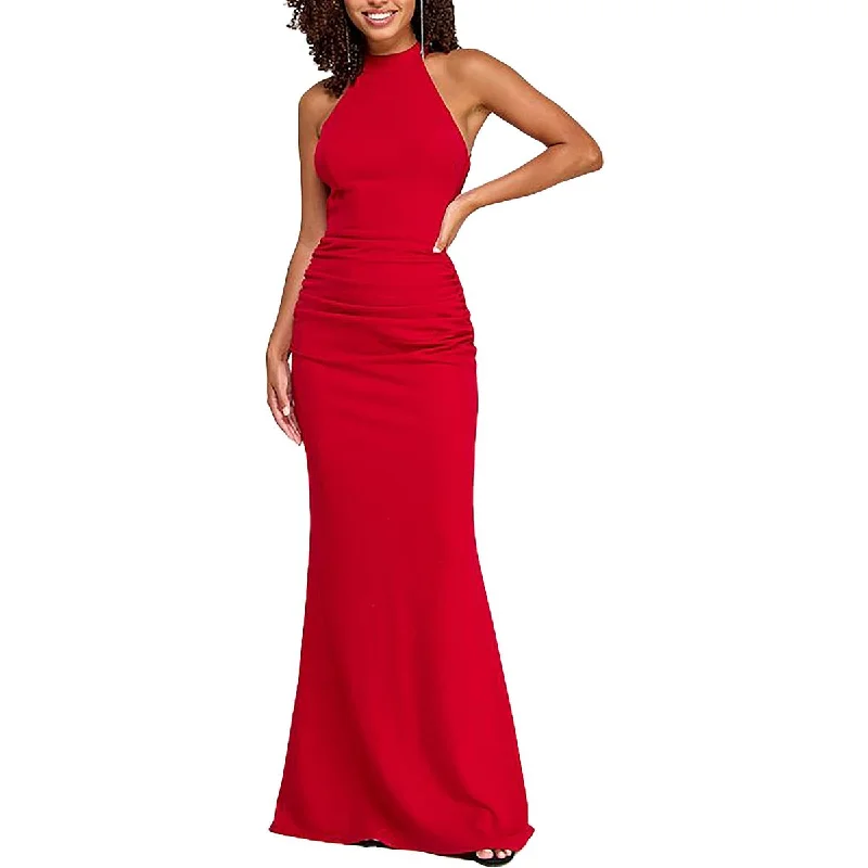 Today’s Deal Juniors Womens Full Length Halter Evening Dress