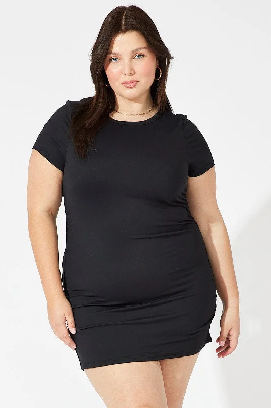 Buy More, Save More Black Supersoft Dress Short Sleeve Crew Neck