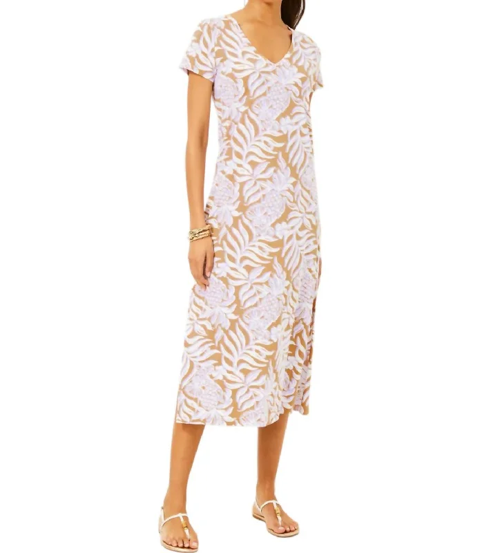 Crazy Deals Etta Short Sleeve Maxi Dress In Rattan Bon Vivants