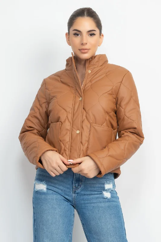 Instant Discount Mock Neck Quilted Jacket