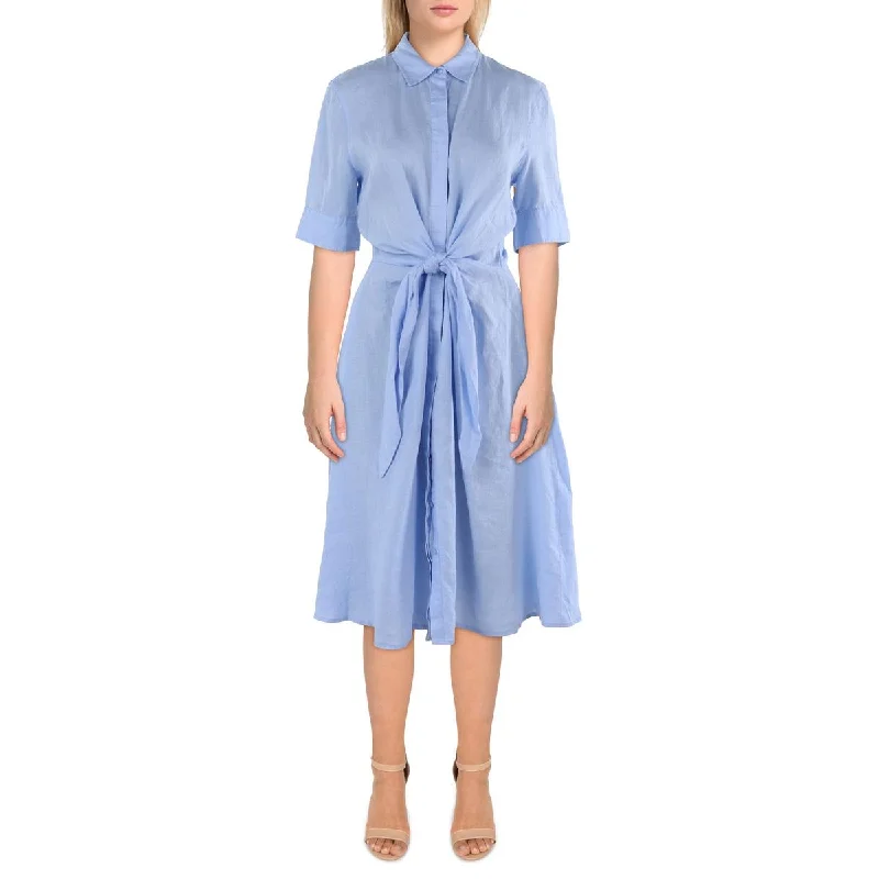 Don't Miss Womens Knee-Length Solid Shirtdress