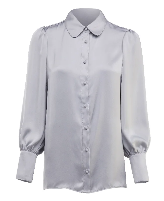 Can't Be Beat Isla Satin Shirt - Silver Grey