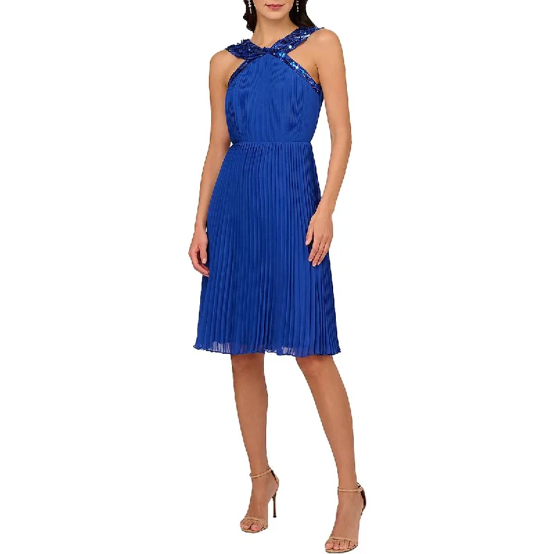 Mega Sale Womens Knee-Length Embellsihed Halter Dress