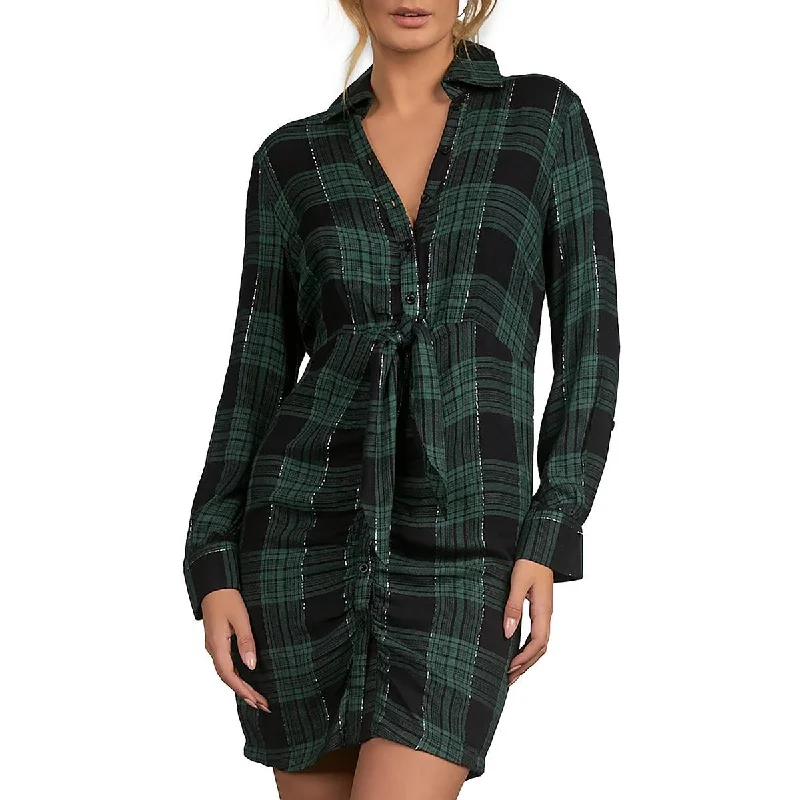 Instant Discount Womens Metallic Mini Shirtdress