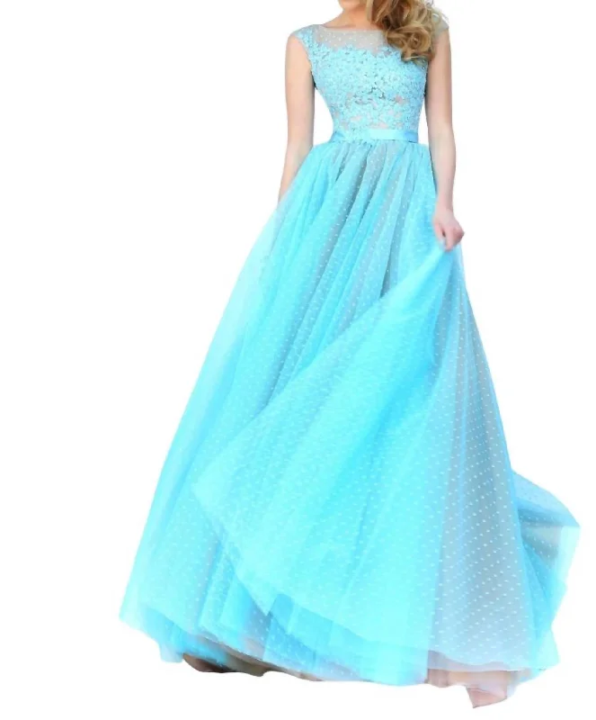 Today’s Special Laced Prom Dress In Light Blue/nude