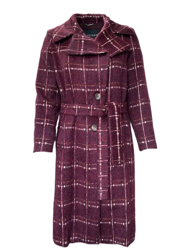 Incredible Offers MARINA RINALDI Women's Trono Wool Coat, Bordeaux, 12W / 21