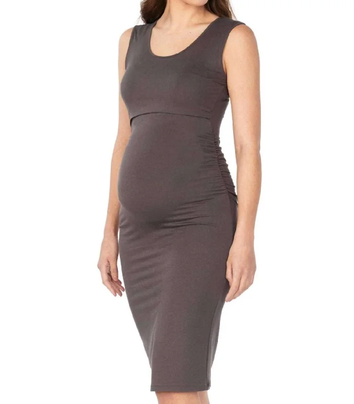 Buy More, Save More Honor Ruched Tank Dress In Dark Taupe