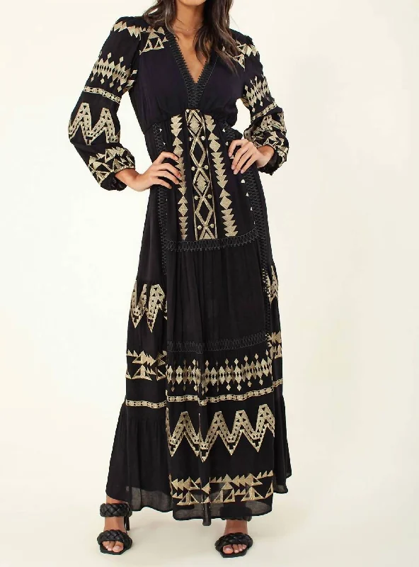 Discount Deals Fallin Embroidered Maxi Dress In Black