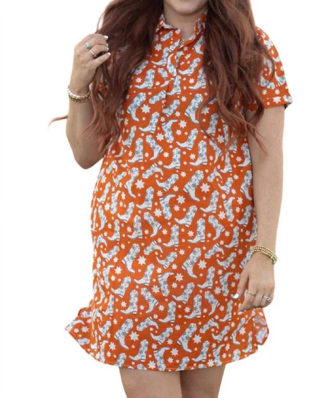 Price Cut Tailgate Dress In Burnt Orange