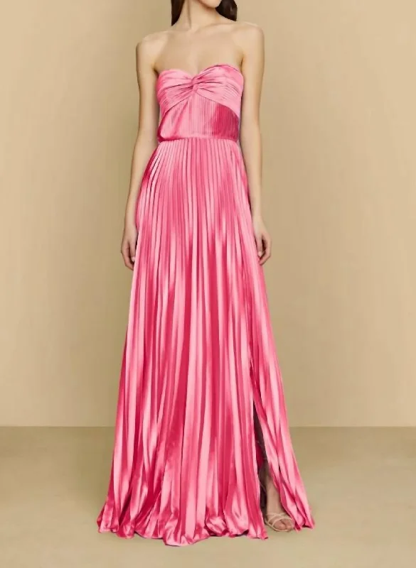 Year-End Clearance Stef Pleated Gown In Pink Lotus