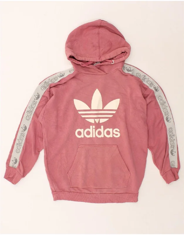 Must-Have Deals ADIDAS Womens Oversized Graphic Hoodie Jumper UK 10 Small Pink Cotton