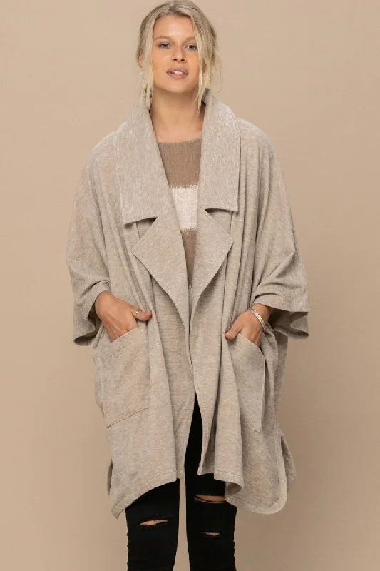 Major Savings Solid Knit Oversized Trench Jacket