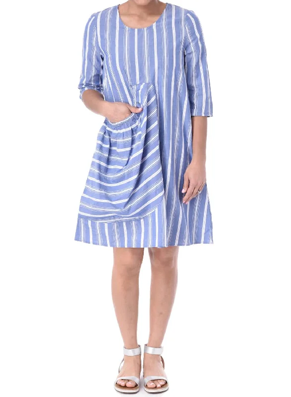 Anniversary Sale Big Pocket Dress In Blue Stripe