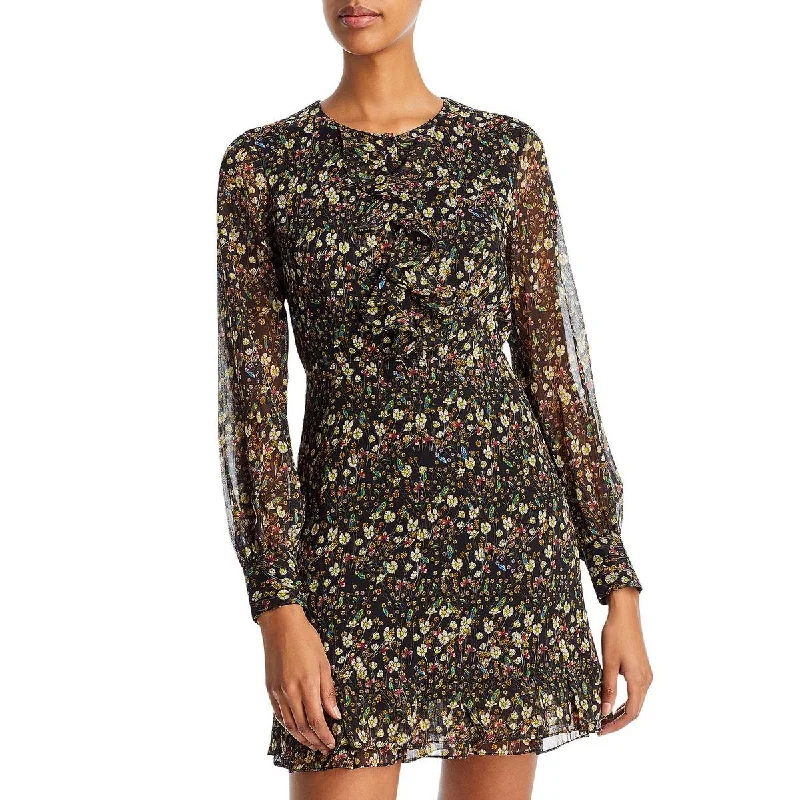 Don’t Miss Out Hallie Womens Chiffon Floral Print Mini Dress