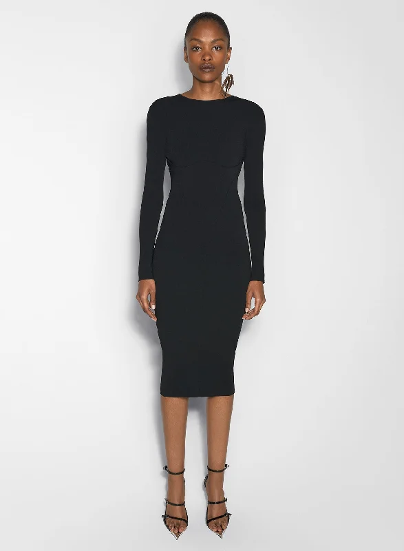Instant Discount black illusion knit dress
