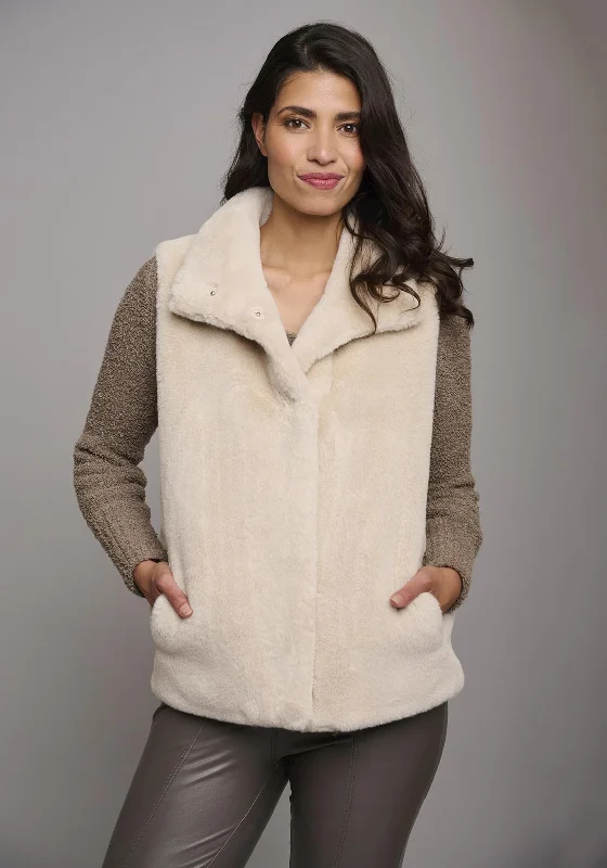 Instant Discount Rino & Pelle Lison Faux Fur Short Waistcoat, Stone