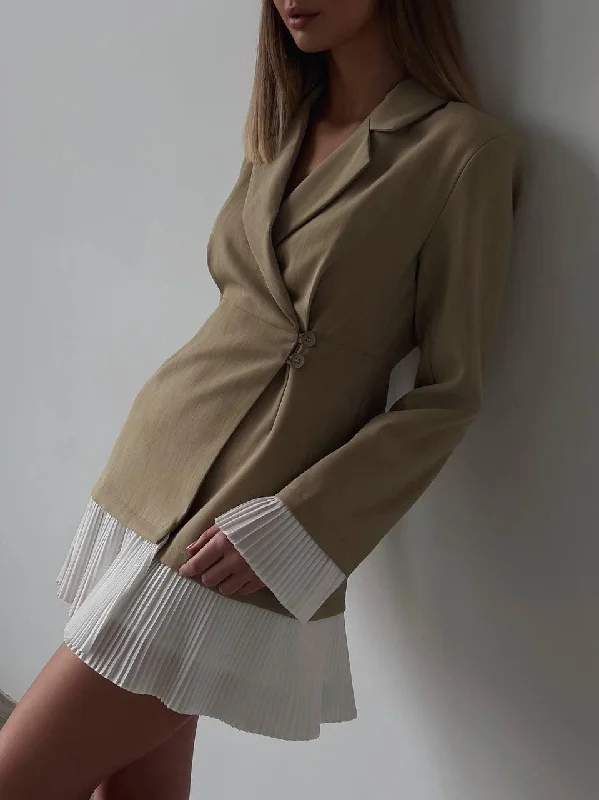 Season Finale Sale Elegant Blazer-Style Dress with Pleated Skirt