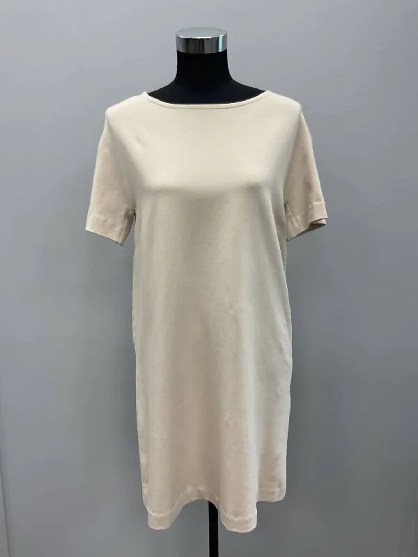 Customer Appreciation Sale Light Beige Short Sleeve Casual Dress In Oatmeal