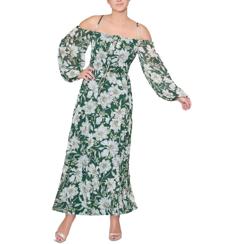 Massive Deals Womens Chiffon Floral Maxi Dress