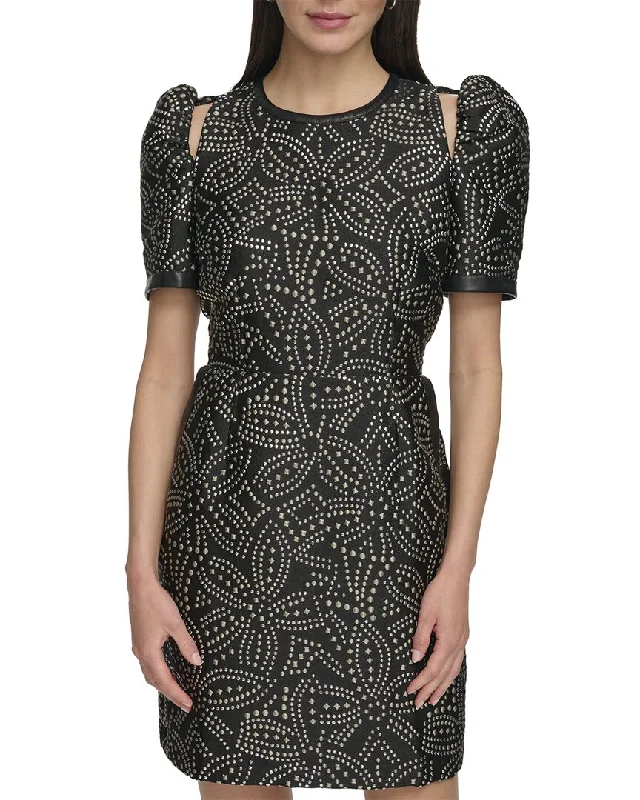 Hurry In DKNY Faux Stud Shoulder Dress