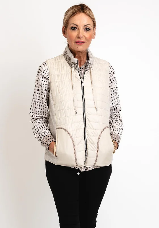 Major Savings Just White Drawstring Neck Quilted Gilet, Stone