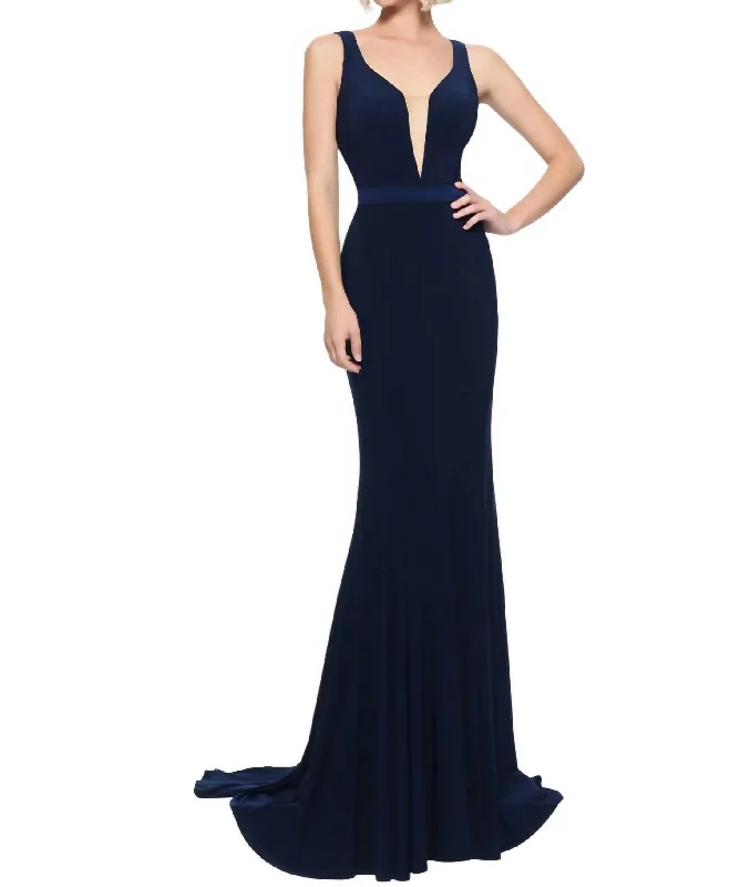 Amazing Deals Mermaid Sleeveless Prom Dress In Navy