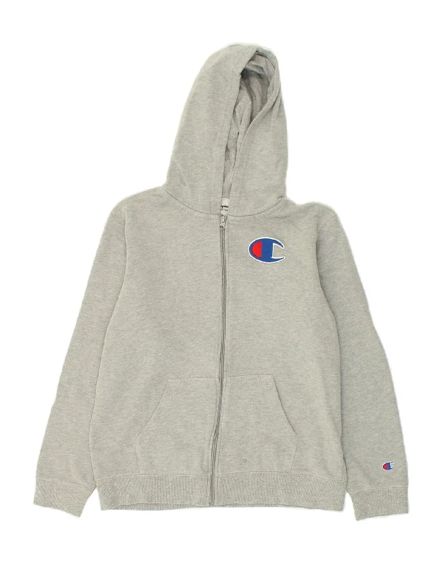 Price Drop Alert CHAMPION Womens Graphic Zip Hoodie Sweater UK 18 XL Grey Cotton