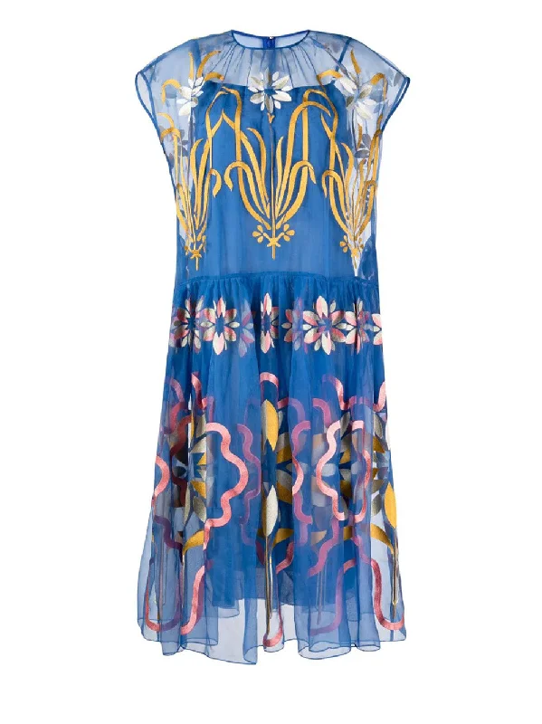 Discount Mania Embroidered Organza Midi Dress