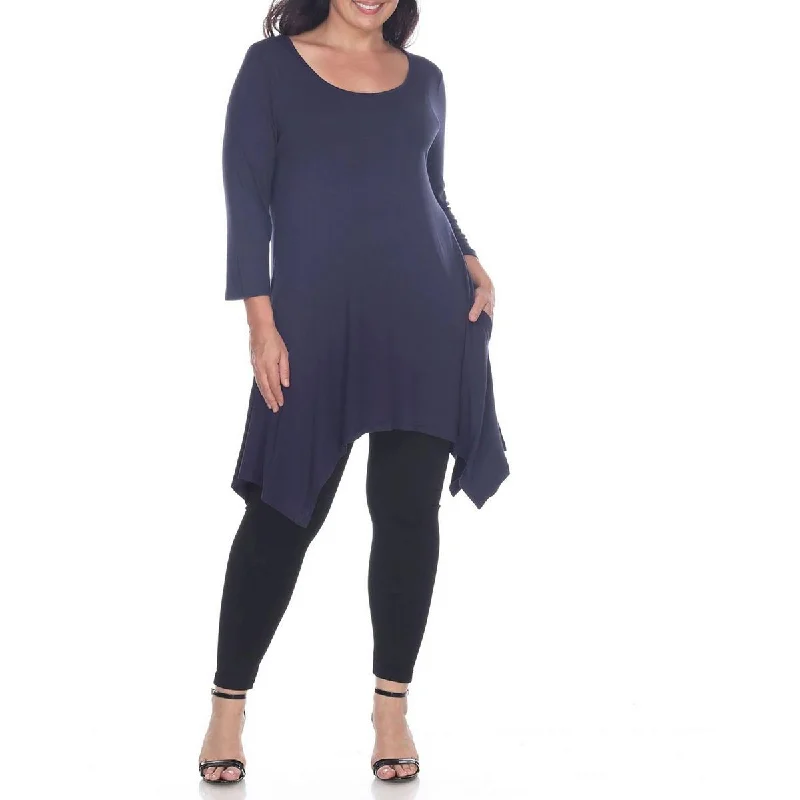 Huge Savings Plus Womens Handkerchief Hem Scoop Neck Shift Dress