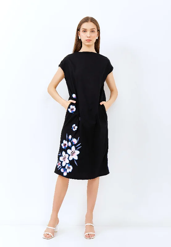Incredible Offers CHERRY BLOSSOM Embroidery Black Kimono Straight