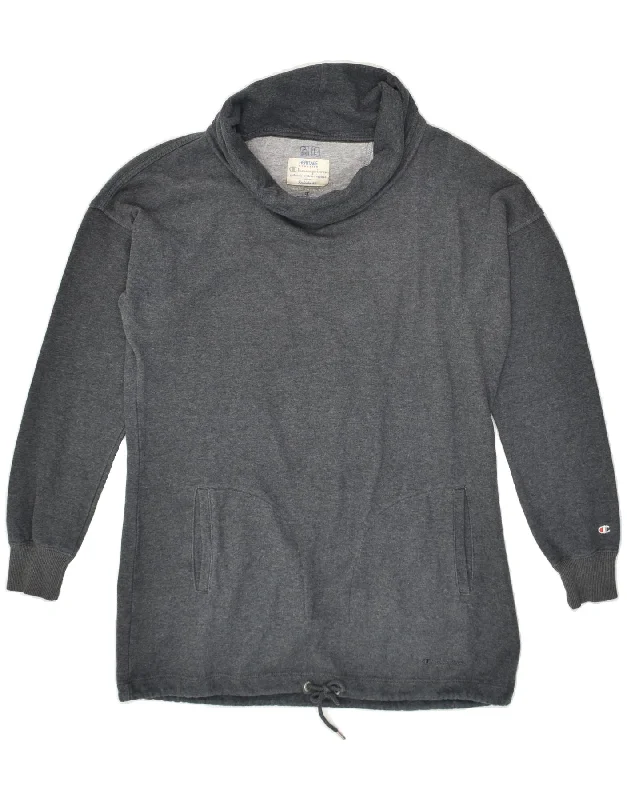 Discount Days CHAMPION Womens Roll Neck Sweatshirt Jumper UK 14 Large Grey Cotton