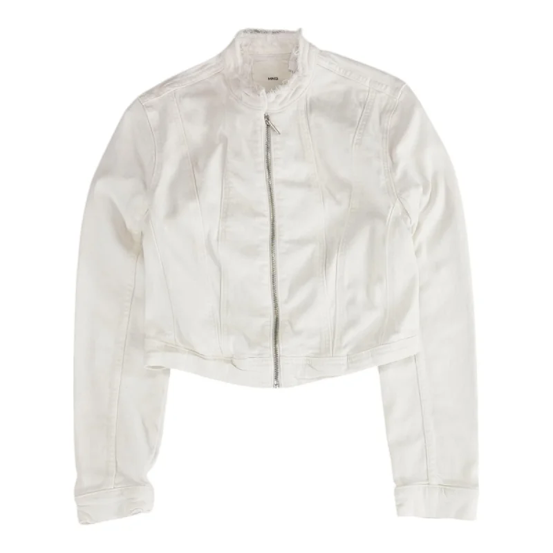 Don't Miss White Solid Denim Jacket