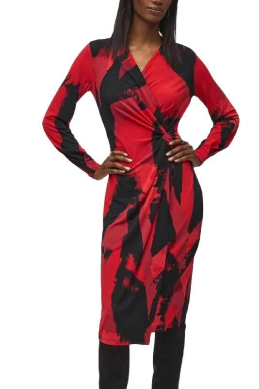 Instant Discount Print Wrap Dress In Black / Multi