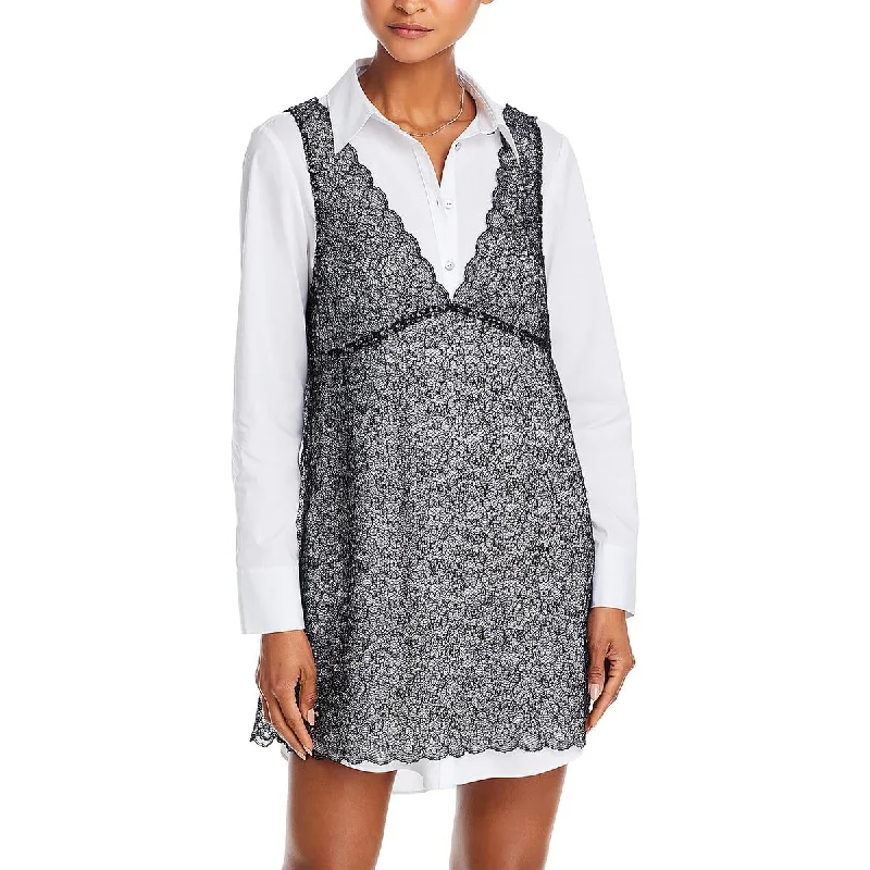 Price Reduction Womens Lace Overlay Shirtdress