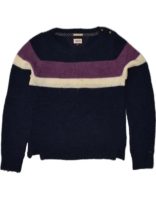 Best Bargains TOMMY HILFIGER Womens Crew Neck Jumper Sweater UK 14 Medium Navy Blue