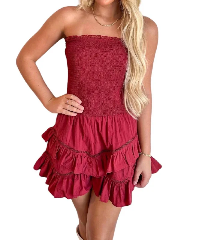 Seasonal Clearance In The Bleachers Off Shoulder Dress In Red