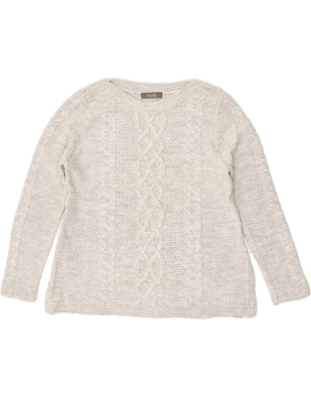 Unbeatable Prices OASIS Womens Boat Neck Jumper Sweater UK 14 Large Grey Wool