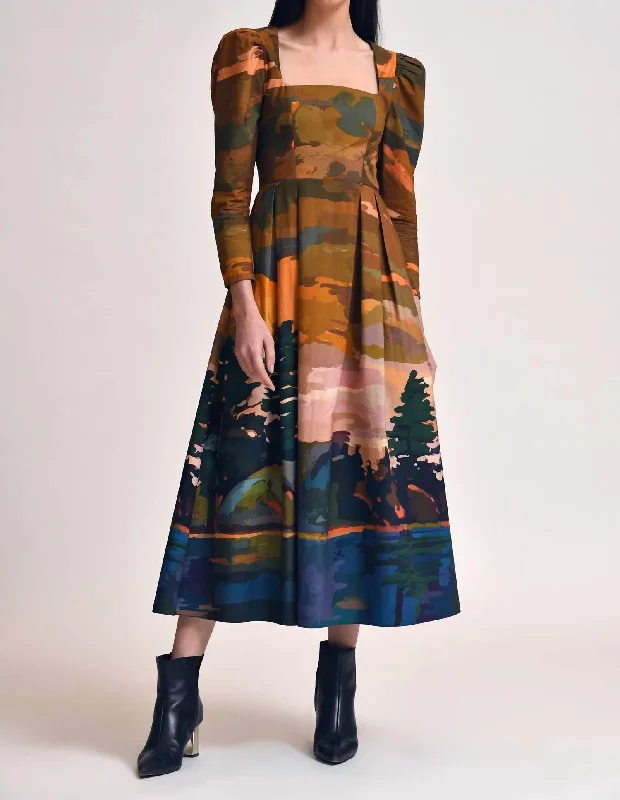Midnight Madness Mirellie Midi Dress In Multi